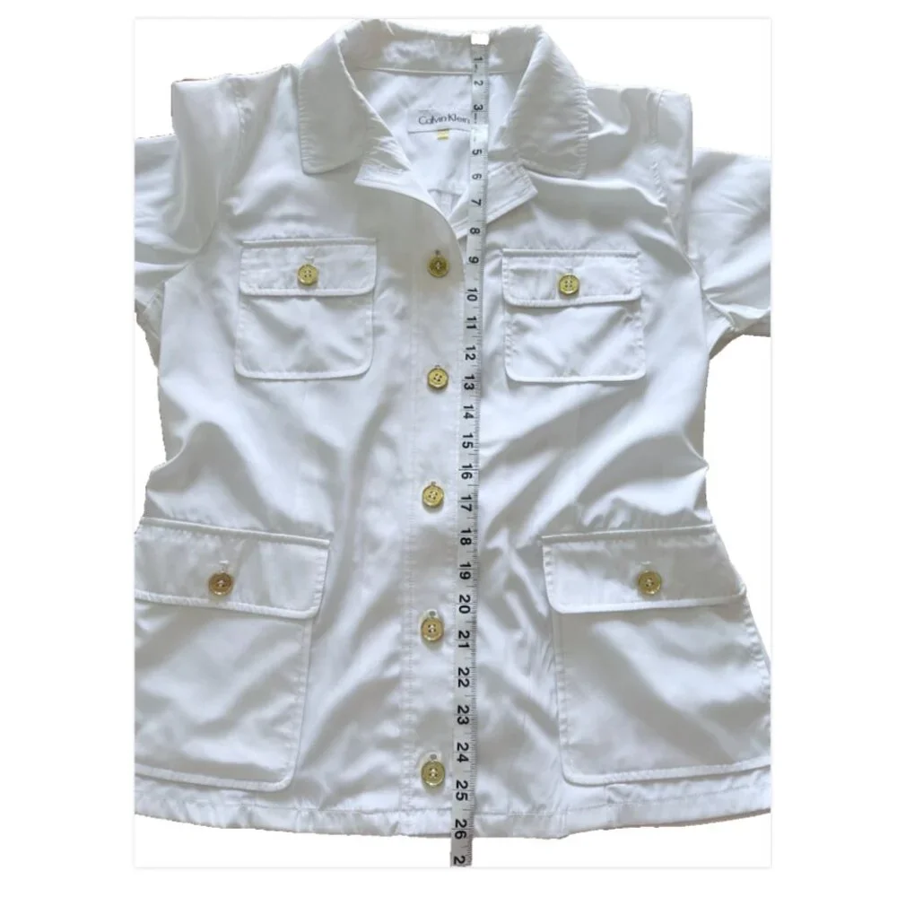 Calvin Klein White Lightweight Jacket Coastal Summer Minimalist Old Money - Picture 3 of 7